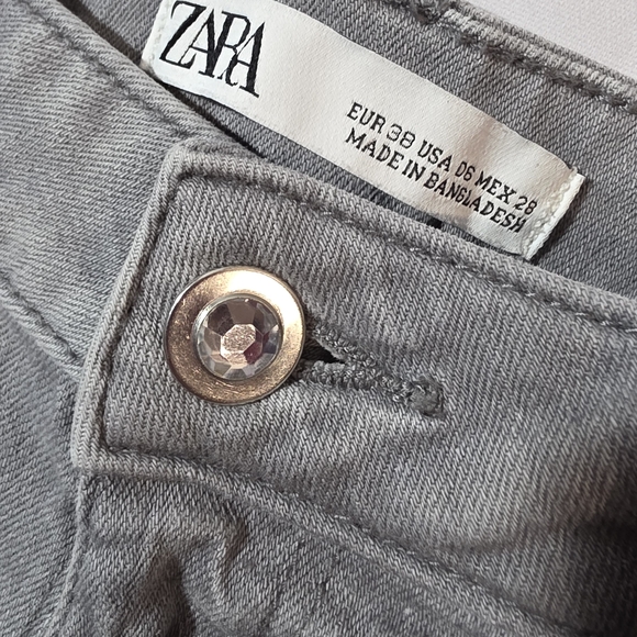 Zara Gray Washed Skinny Women's Jeans Raw Hem Sz 6 - Picture 2 of 6